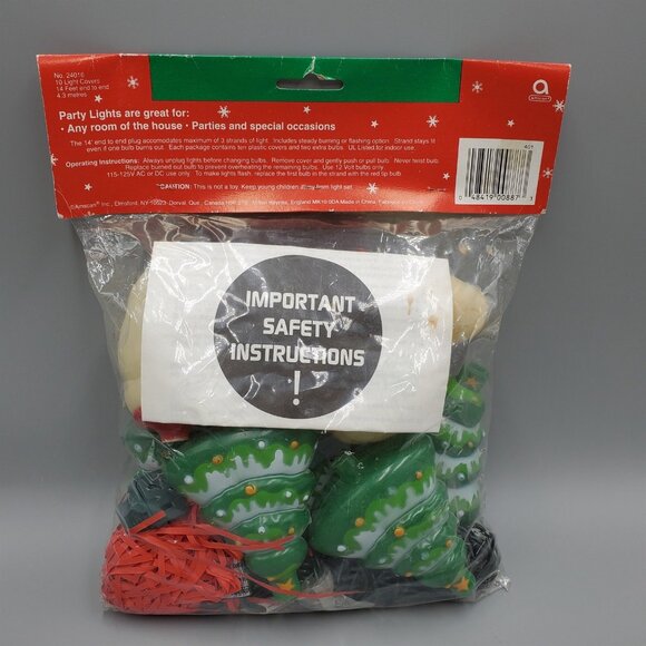 Vintage Christmas Tree Santa String Lights with Covers 14 Feet Indoor Amscan - Picture 2 of 4
